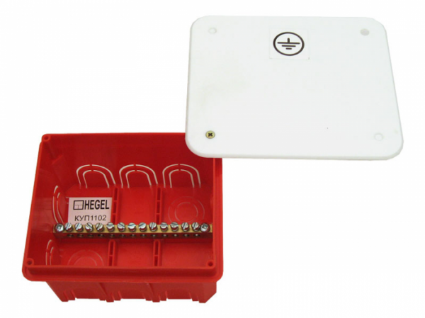 Hegel Коробка уравнивания потенциалов д/сплош стен, 12 вводов, внутр разм 112x92x58,5 мм, ниша: 120x100x60, IP20 КУП1102-И