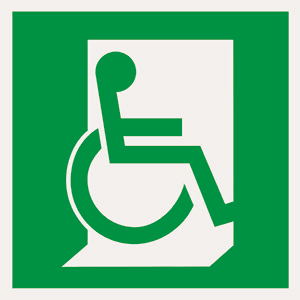 Белый свет Знак безопасности BL-1515.E60-01"Выход для МГН здесь (левосторонний)" a18490