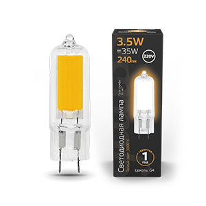 Gauss Лампа G4 AC220-240V 3.5W 240lm 3000K стекло LED 107807103