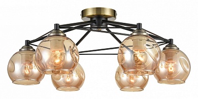 VELANTE 769-527-06 Светильник потолочный Черный, Бронзовый/Янтарный E27 6*60W