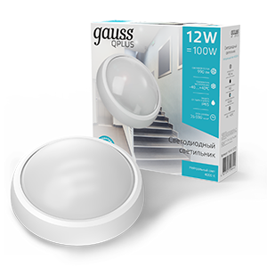 Gauss Светильник ЖКХ ECO 2.0 круг 12W 990lm 4000K 160-260V IP54 D175*76мм белый 141411212