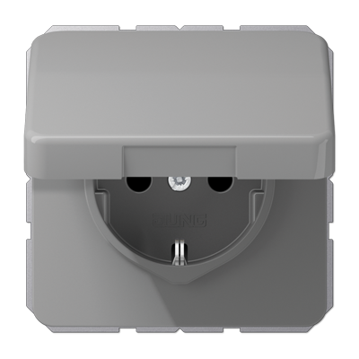 JUNG SCHUKO®-розетка 16 A / 250 B ~ с защитой от детей и крышкой, серая CD1521BFKIKLGR