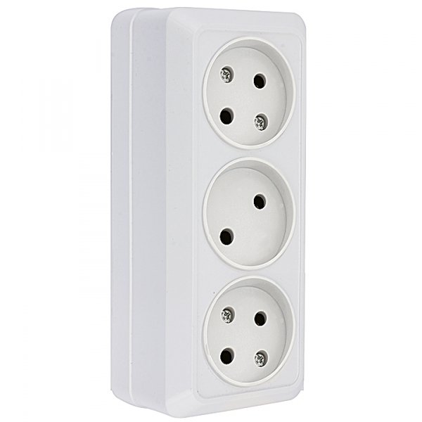 EKF PROxima Рим Розетка 3-местная 10А без заземления белая