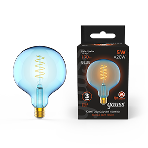 Gauss Лампа Filament G125 5W 190lm 1800К Е27 sky blue flexible LED 1013802105