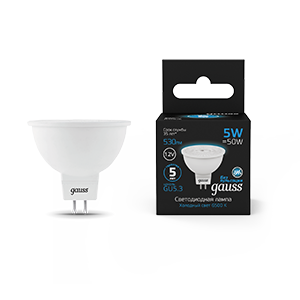 Gauss Лампа MR16 12V 5W 530lm 6500K GU5.3 LED 201505305