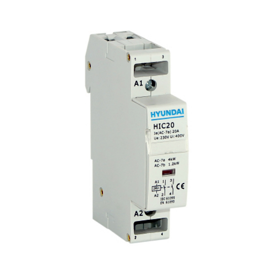 HYUNDAI Модульный магнитный контактор HIC20 11NS X230 20А 4 кВт АС1/400VAC 1NO+1NC 50Hz 230V 13.01.02.000426