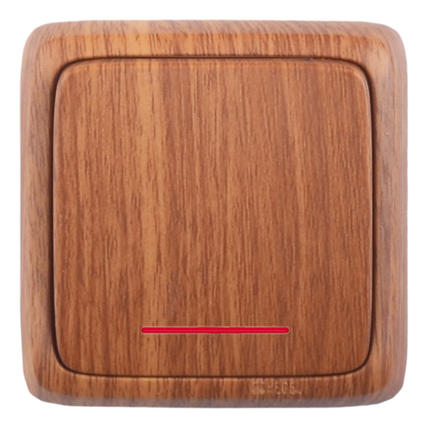 Hegel Альфа наруж Дуб ВА10-114-05 Выключатель 1-клавишный с индикацией, с изол. пластиной