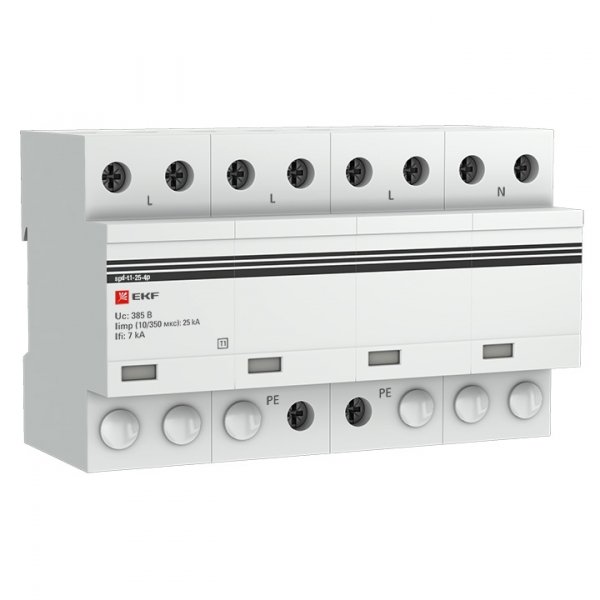 EKF PROxima Устройство защиты от импульсных перенапряжений Тип 1 Iimp 25kA (10/350?s) 4P spd-t1-25-4p