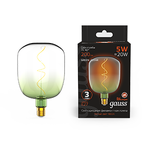 Gauss Лампа Filament V140 5W 200lm 1800К Е27 green-clear flexible LED 1009802105