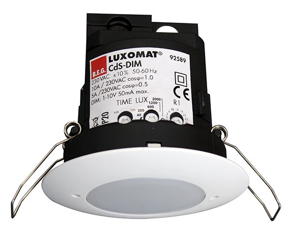 BEG Белый Выключатель сумеречный с фукцией диммирования 1-10V IP20 92589