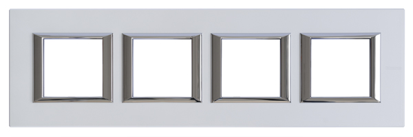 BT Axolute Жемчужное Серебро Рамка 2+2+2+2 мод прямоугольная (надпись горизонтально) HA4802M4HSAN