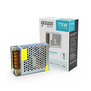 Gauss Блок питания Basic 12V 75W IP20 1/120 BT504 Gauss Блок питания Basic 12V 75W IP20 1/120 BT504