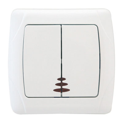 UNIVersal "Маргарита" Выключатель Бел 2 кл. с подсветкой М0123