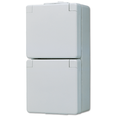 JUNG Штепсельная розетка SCHUKO для накладного монтажа двойная, с полем для надписи IP44 622W