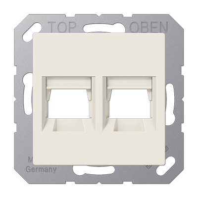 JUNG Kрышка для 2-х разъемов без видимого винта подпружиненная шторка термопласт слоновая кость A1569-2WE
