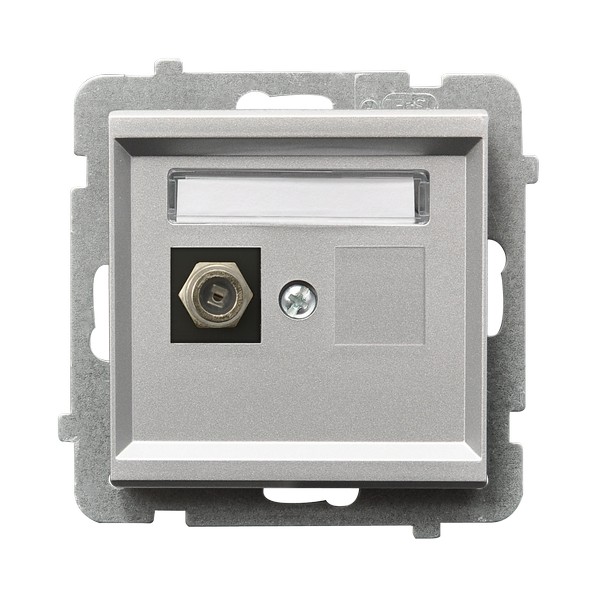 Ospel Sonata Серебро матовое Розетка антенная одинарная тип Ф, без рамки GPA-1RF/m/38