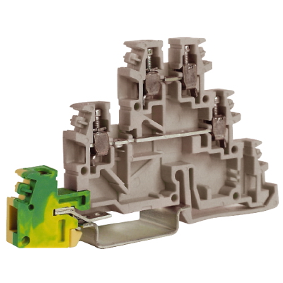 DKC TDE.2, 2 уровня+земля, проходной зажим бежевый 2,5 кв. мм