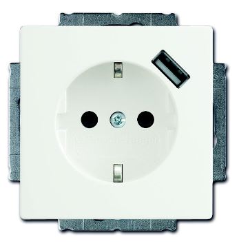 ABB BJE Блок розетки SCHUKO с з.шт. с зар. устр-вом USB, безвинт. клеммы, 16А, 700мА, белый 2CKA002011A6179