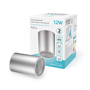 Gauss Светильник Overhead накл цил 12W 920lm 4100K 170-240V IP20 79*100мм хром сатин LED HD004