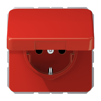JUNG Штепсельная розетка SCHUKO 16A 250V~ с защитой от детей и крышкой, красная CD1520BFKIKLRT