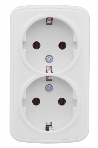 EKF Basic Минск Белый Розетка 2-ая, с/з, 16А, ОП