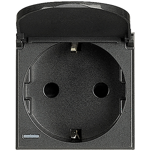 BT Axolute Антрацит Розетка с/з с защит.шторками c крышкой,безвинт зажим,возможность индикации,2 мод HS4141PW