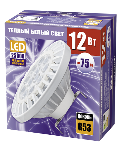 Купить Jazzway Лампа светодиодная (LED) с отражателем d111мм G53 38° 12Вт 220-230В прозрачная тепло-белая желтая 3000К .1036155