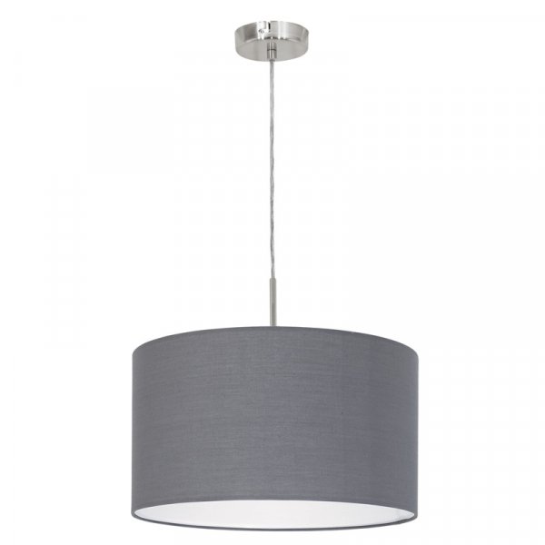 Eglo Подвес PASTERI, 1х60W (E27), Ø380, никель матовый/текстиль, серый 31573