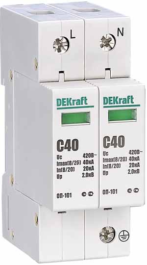 Купить Dekraft Ограничитель перенапряжений 1P+N 40кА класс C 440В