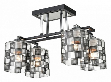 VELANTE 274-107-04 Светильник потолочный Хром/Черный E27 4*60W