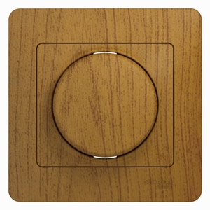 Купить Systeme Electric Glossa Дерево Дуб Светорегулятор (диммер) поворотный, 300Вт (в сборе с рамкой)