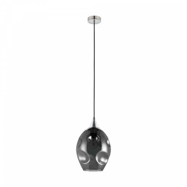 Eglo 39679 Подвес BREGALLA, 1x40W(E27), ?230, H1500, сталь, хром/cтекло с напылением, черный-прозрачный