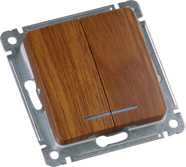 Hegel Мастер внутр Дуб ВС10-452-05 Выключатель 2-клавишный, с индикацией, механизм