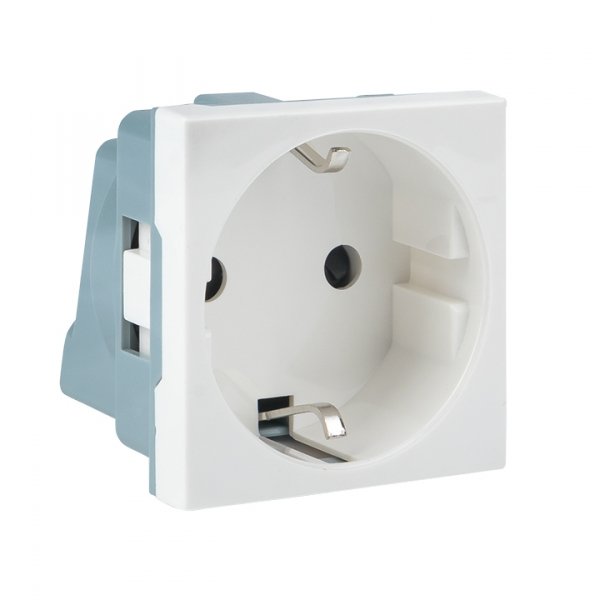 EKF PROxima Розетка 45х45 (2 модуля), с заземлением. белая, прямая