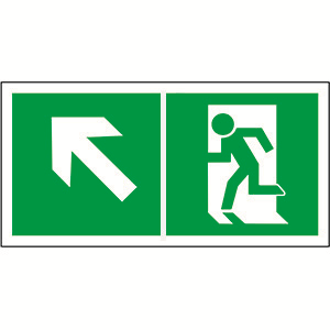 Белый свет Знак безопасности PS-50206.E34"Напр. к эвакуационному выходу налево вверх" a18213