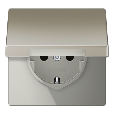 JUNG LS 990 Edelstahl Розетка штепсельная с откидной крышкой и защитой от детей 16А 250V ES1520KIKL