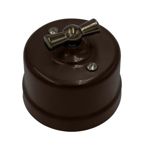 BIRONI Лизетта Пластик Коричневый Выключатель 1-кл, ручка Бронза B1-200-22-B