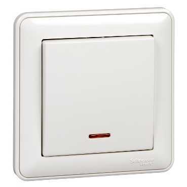 Systeme Electric Wessen 59 Бел Выключатель 1-клавишный с подсветкой 10А, (в сборе)