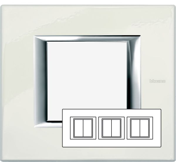 Купить BT Axolute Жемчужное Серебро Рамка 2+2+2 мод прямоугольная (надпись горизонтально) HA4802M3HSAN