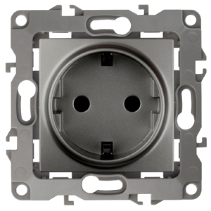 ЭРА 12-2001-12 Розетка 2P+E Schuko, 16A-250В, IP20, без м.лапок, 12, Графит