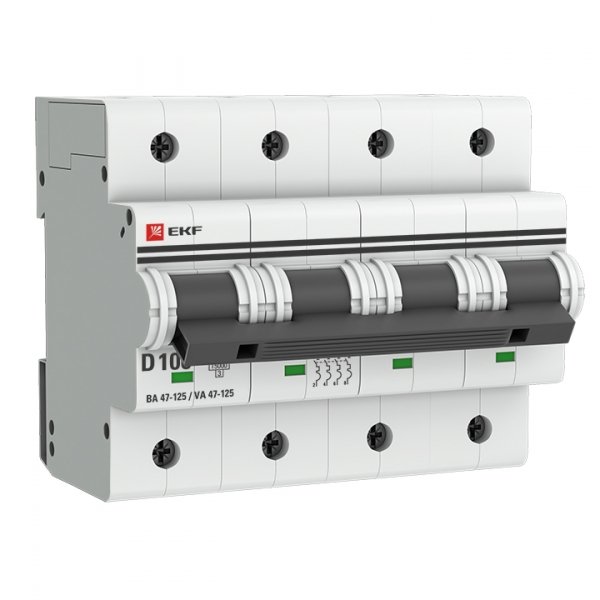 EKF PROxima ВА 47-125 Автоматический выключатель (D) 4P 100А 15кА mcb47125-4-100D