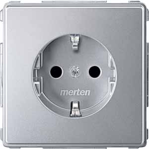 Купить SE Merten Aquadesign Алюминий Розетка Schuko с защитными шторками, безвинт. зажим MTN2300-7260