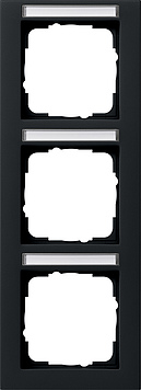 Gira E2 Черный Рамка 3-ая вертикальная с полем для надписи 110309