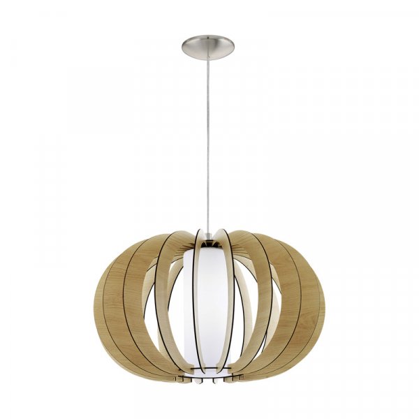 Eglo Подвес STELLATO 1, 1х60W (E27), Ø500, H1500, сталь никель матовый/дерево, стекло, клен 95599