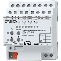 JUNG KNX Актор жалюзи, 4-канальная AC 230V 2504REGHER