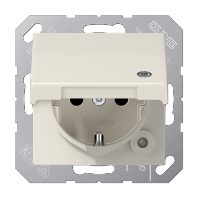 JUNG SCHUKO розетка с крышкой, слоновая кость ABAS1520KLKO