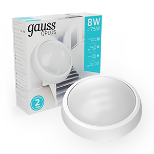 Gauss Светильник ЖКХ ECO 2.0 круг 8W 670lm 4000K 160-260V IP54 D175*76мм белый 141411208