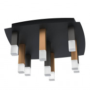 Eglo 39905 Потолочный светильник ESTANTERIOS, LED 9x3,2W, 3240lm, L420, B420, H235, алюминий, сталь, черный, коричневый, золотой/пластик