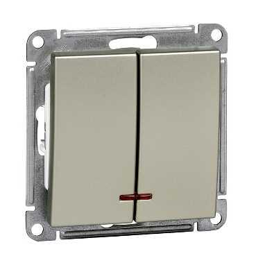 SE Wessen 59 Шампань Выключатель 2-клавишный с подсветкой 10АХ VS510-251-4-86