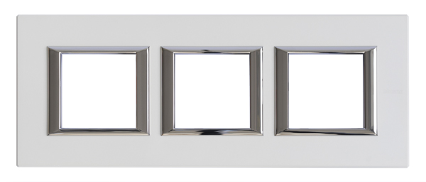 BT Axolute Жемчужное Серебро Рамка 2+2+2 мод прямоугольная (надпись горизонтально) HA4802M3HSAN